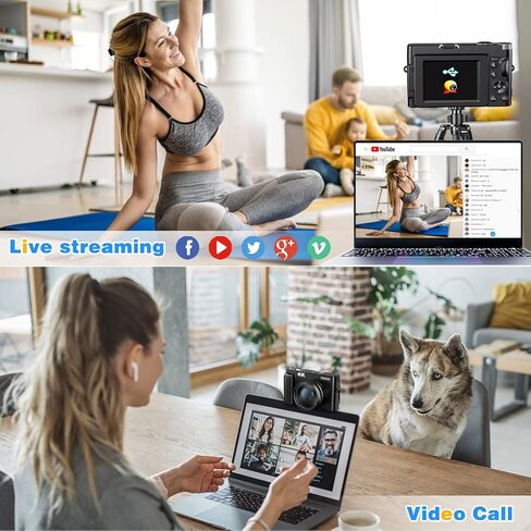 DSOEKEU Digital Cameras for Photography, 4K 48MP Vlogging Camera for YouTube with 32GB Sd Card, 3'' 180° Flip Screen Compact Digital Video Camera with Flash, 2 Batteries, 16x Digital Zoom in Kuwait