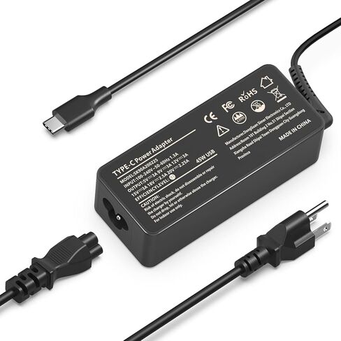 شاحن كمبيوتر محمول Chromebook لجهاز Lenovo USB C 45 وات متوافق مع محول تيار متردد USB من النوع C من Lenovo، يناسب Yoga 720 730 ThinkPad X1 Carbon X1 Yoga X1 سلك الطاقة من سلسلة الأجهزة اللوحية in Kuwait