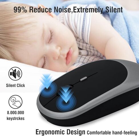 ماوس Dolrso اللاسلكي لأجهزة الكمبيوتر المحمول/iPad/MacBook Pro/Air، ماوس بلوتوث، ماوس صامت محمول نحيف لأجهزة Surface Pro/PC/Lenovo/Samsung Tablet، قابل لإعادة الشحن (وردي) in Kuwait