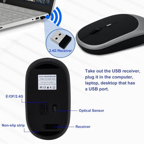 ماوس Dolrso اللاسلكي لأجهزة الكمبيوتر المحمول/iPad/MacBook Pro/Air، ماوس بلوتوث، ماوس صامت محمول نحيف لأجهزة Surface Pro/PC/Lenovo/Samsung Tablet، قابل لإعادة الشحن (وردي) in Kuwait