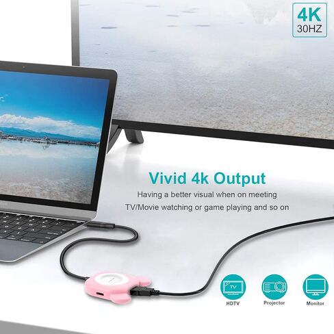 EASEGMER HDMI to USB C Adapter, Switch TV Charging Dock for Nintendo Switch with USB C Hub Multiport Adapter, PD Charging and USB 3.0 Port Compatible with Nintendo Switch (Pink) in Kuwait