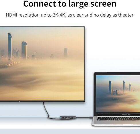 محطة شحن الكمبيوتر المحمول USB-C، محور USB C، محول متعدد المنافذ 6 في 1 USB C إلى HDMI مع 4K HDMI و3 USB3.0، وقارئ بطاقات SD/TF متوافق مع أجهزة الكمبيوتر المحمولة من النوع C (رمادي) in Kuwait