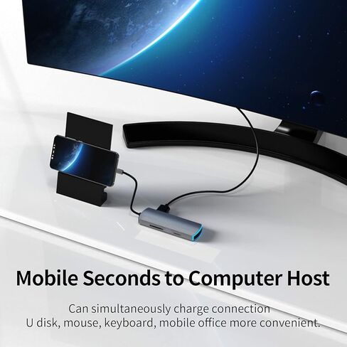 محطة شحن الكمبيوتر المحمول USB-C، محور USB C، محول متعدد المنافذ 6 في 1 USB C إلى HDMI مع 4K HDMI و3 USB3.0، وقارئ بطاقات SD/TF متوافق مع أجهزة الكمبيوتر المحمولة من النوع C (رمادي) in Kuwait