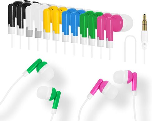 30 قطعة من سماعات الأذن للأطفال من QIDAIZUOEN، مجموعة من سماعات الأذن للفصول الدراسية المدرسية، مجموعة سماعات أذن للطلاب، سلكية للاستعمال مرة واحدة، متينة ومتعددة الألوان، مغلفة بشكل فردي في 6 ألوان in Kuwait