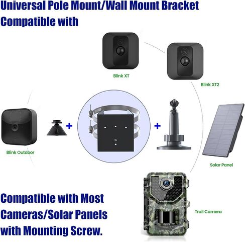 Zivif Outdoor Camera Mount Compatible with Blink XT/XT2 & Blink Outdoor (3rd Gen), Security Camera Pole Mount for Trail Camera or Solar Panels, 360° Rotating Adjustable Camera Wall Mount (Black) in Saudi Arabia