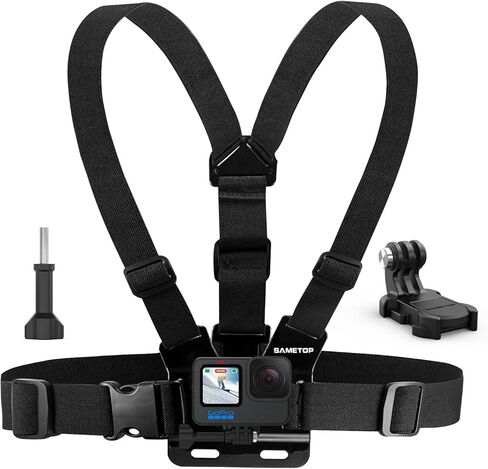 حزام تثبيت على الصدر من Sametop متوافق مع GoPro Hero 12، 11، 10، 9، 8، 7، 6، 5، 4، جلسة، 3+، 3، 2، 1، Max، Hero (2018)، AKASO، كاميرات الأكشن دي جي آي أوسمو in Kuwait