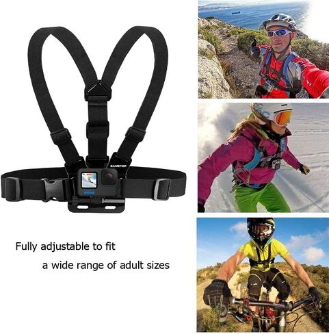 حزام تثبيت على الصدر من Sametop متوافق مع GoPro Hero 12، 11، 10، 9، 8، 7، 6، 5، 4، جلسة، 3+، 3، 2، 1، Max، Hero (2018)، AKASO، كاميرات الأكشن دي جي آي أوسمو in Kuwait