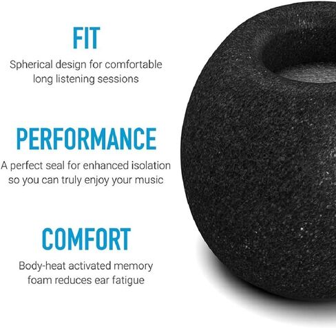 Comply Comfort Plus Tsx-400 Memory Foam Earphone Tips, Noise Reducing Replacement Earbud Tips, Secure Fit (S/M/L, 3 Pair), Black (29-40200-11) in Saudi Arabia
