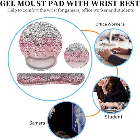 Keyboard Wrist Rest and Mouse Pad Wrist Support Set with Coffee Coaster, Non-Slip PU Base for Gaming and Office, Comfortable & Lightweight for Easy Typing & Pain Relief,Flower Bible Verse Psalm 46-10 in Saudi Arabia