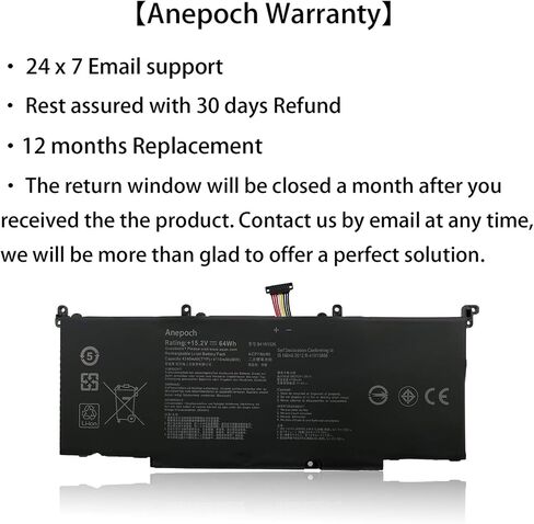 استبدال بطارية الكمبيوتر المحمول Anepoch B41N1526 لجهاز Asus FX502VM FX60VM FX502VM-AS73 FX502VM-FY361T ROG Strix GL502VT GL502VT-DS74 GL502VM-FY039T S5 S5V S5VM Series 0B200-01940000 15.2V 6 4 واط ساعي 4240 مللي أمبير in Kuwait