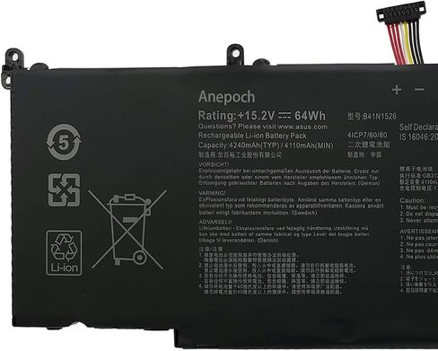 استبدال بطارية الكمبيوتر المحمول Anepoch B41N1526 لجهاز Asus FX502VM FX60VM FX502VM-AS73 FX502VM-FY361T ROG Strix GL502VT GL502VT-DS74 GL502VM-FY039T S5 S5V S5VM Series 0B200-01940000 15.2V 6 4 واط ساعي 4240 مللي أمبير in Kuwait