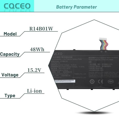 CQCEO R14B01W بطارية كمبيوتر محمول بديلة لشاومي RedmiBook 14 16 XMA1901-AA/AG 41CP5/61/70 15.2V/48Wh/3160mAh in Kuwait