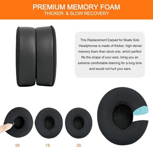 GVOEARS Ear Pads Replacement for Beats Solo 2 Solo 3 - Cooling Gel Earpad Cushions for Solo 2/3 Wired Wireless Headphones Covers with Noise Isolation Memory Foam (Black) in Saudi Arabia