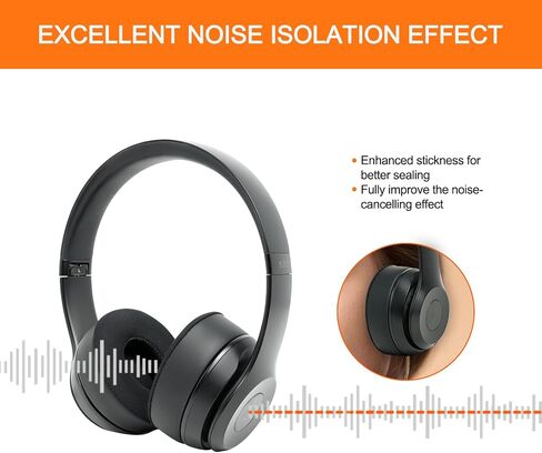 GVOEARS Ear Pads Replacement for Beats Solo 2 Solo 3 - Cooling Gel Earpad Cushions for Solo 2/3 Wired Wireless Headphones Covers with Noise Isolation Memory Foam (Black) in Saudi Arabia