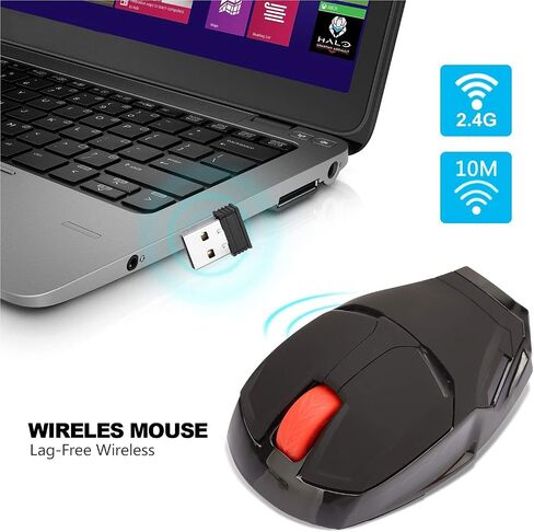 Cool Wireless Mouse, 2.4 G Portable Ergonomic Optical Wireless Mouse with USB Receiver | for Notebook PC Laptop Computer MacBook | with 8G USB Flash Drive | 3 Adjustment Levels in Kuwait