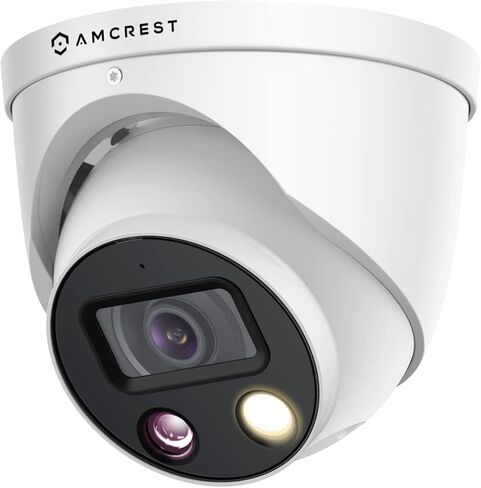كاميرا Amcrest UltraHD 4K (8MP) AI خارجية للأمان Turret POE IP، 4K @20 إطارًا في الثانية، كشف الوجه، اكتشاف المركبات والبشر، أضواء كاشفة، إنذار صفارة إنذار مدمج، ميكروفون مدمج، IP8M-TD2685EW-AI in Kuwait