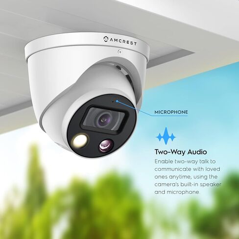 كاميرا Amcrest UltraHD 4K (8MP) AI خارجية للأمان Turret POE IP، 4K @20 إطارًا في الثانية، كشف الوجه، اكتشاف المركبات والبشر، أضواء كاشفة، إنذار صفارة إنذار مدمج، ميكروفون مدمج، IP8M-TD2685EW-AI in Kuwait
