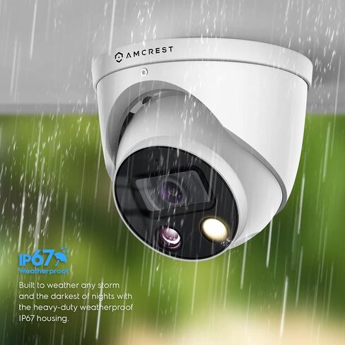 كاميرا Amcrest UltraHD 4K (8MP) AI خارجية للأمان Turret POE IP، 4K @20 إطارًا في الثانية، كشف الوجه، اكتشاف المركبات والبشر، أضواء كاشفة، إنذار صفارة إنذار مدمج، ميكروفون مدمج، IP8M-TD2685EW-AI in Kuwait