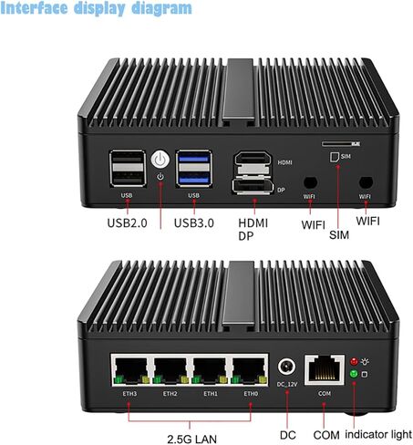 جهاز توجيه جدار الحماية IDEARACE، 4 منافذ i225 2.5G Nic كمبيوتر صغير بدون مروحة، وحدة المعالجة المركزية Celeron N5105 16 جيجابايت DDR4 RAM 256 جيجابايت SSD Windows 11 Pro، Intel UHD Graphics، HD+DP شاشة مزدوجة 4xLAN 4xUSB in Kuwait