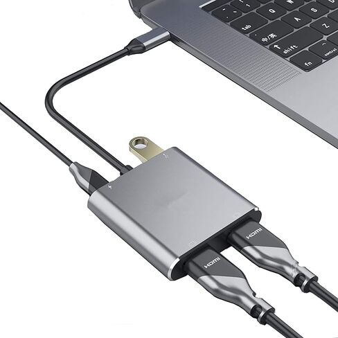 Zingther 4 في 1 USB C Hub إلى شاشة HDMI مزدوجة، ومنفذ USB 3.0 x1 ومنفذ تمديد شحن USB-C PD 100W x1 - محول من النوع C، ومقسم ومحطة إرساء لأجهزة الكمبيوتر المحمول ووحدة التحكم في الألعاب والكمبيوتر اللوحي in Kuwait
