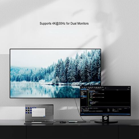 Zingther 4 في 1 USB C Hub إلى شاشة HDMI مزدوجة، ومنفذ USB 3.0 x1 ومنفذ تمديد شحن USB-C PD 100W x1 - محول من النوع C، ومقسم ومحطة إرساء لأجهزة الكمبيوتر المحمول ووحدة التحكم في الألعاب والكمبيوتر اللوحي in Kuwait