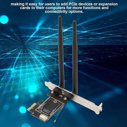 بطاقة توسيع Pomya M.2 إلى PCIe، محول هوائي مزدوج 6dB M.2 إلى PCIe WiFi للكمبيوتر المكتبي، بطاقات شبكة محول الكمبيوتر المرنة M.2 إلى PCIe X16 للألعاب in Kuwait