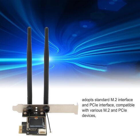 بطاقة توسيع Pomya M.2 إلى PCIe، محول هوائي مزدوج 6dB M.2 إلى PCIe WiFi للكمبيوتر المكتبي، بطاقات شبكة محول الكمبيوتر المرنة M.2 إلى PCIe X16 للألعاب in Kuwait