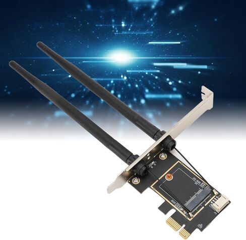بطاقة توسيع Pomya M.2 إلى PCIe، محول هوائي مزدوج 6dB M.2 إلى PCIe WiFi للكمبيوتر المكتبي، بطاقات شبكة محول الكمبيوتر المرنة M.2 إلى PCIe X16 للألعاب in Kuwait