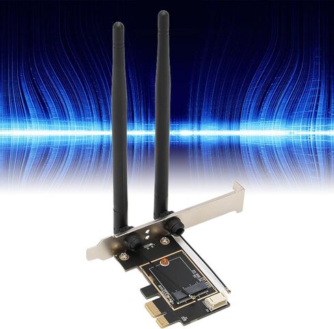 بطاقة توسيع Pomya M.2 إلى PCIe، محول هوائي مزدوج 6dB M.2 إلى PCIe WiFi للكمبيوتر المكتبي، بطاقات شبكة محول الكمبيوتر المرنة M.2 إلى PCIe X16 للألعاب in Kuwait