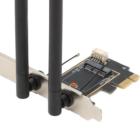 بطاقة توسيع Pomya M.2 إلى PCIe، محول هوائي مزدوج 6dB M.2 إلى PCIe WiFi للكمبيوتر المكتبي، بطاقات شبكة محول الكمبيوتر المرنة M.2 إلى PCIe X16 للألعاب in Kuwait
