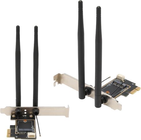 بطاقة توسيع Pomya M.2 إلى PCIe، محول هوائي مزدوج 6dB M.2 إلى PCIe WiFi للكمبيوتر المكتبي، بطاقات شبكة محول الكمبيوتر المرنة M.2 إلى PCIe X16 للألعاب in Kuwait