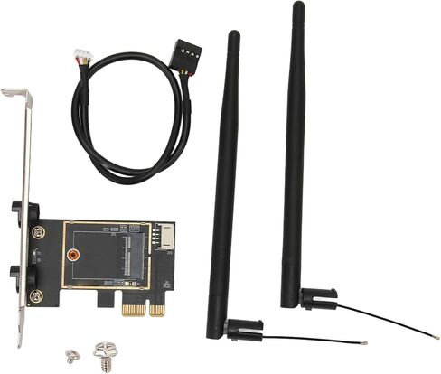 بطاقة توسيع Pomya M.2 إلى PCIe، محول هوائي مزدوج 6dB M.2 إلى PCIe WiFi للكمبيوتر المكتبي، بطاقات شبكة محول الكمبيوتر المرنة M.2 إلى PCIe X16 للألعاب in Kuwait