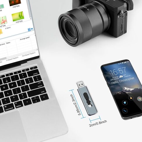 128GB USB 3.0 Flash Drive 3-in-1 Photo Stick for Android Phones, BorlterClamp OTG Thumb Drive Memory Stick with 3 Ports (USB C, microUSB, USB-A) for Samsung Galaxy, PC and More (Silver Grey) in Kuwait