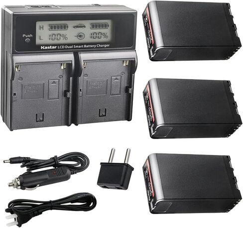 بطارية Kastar BP-U90 وشاحن مزدوج سريع CH04 متوافق مع Sony PMW-EX260 PMW-EX280 PMW-F3 PMW-F3K PMW-F3L XDCAM EX HD422 PHU-60K ILME-FX6 PXW-FS5 PXW-FS5K PXW-FS5M2 PXW -كاميرا FS7 in Kuwait