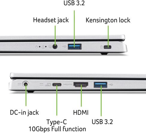 Acer Aspire 3 A314-36P-35UU Slim Laptop | 14.0" Full HD IPS Display | Intel Core i3-N305 Processor | Intel UHD Graphics | 8GB LPDDR5 | 128GB NVMe SSD | Wi-Fi 6 | Windows 11 Home in S Mode,Silver in Saudi Arabia