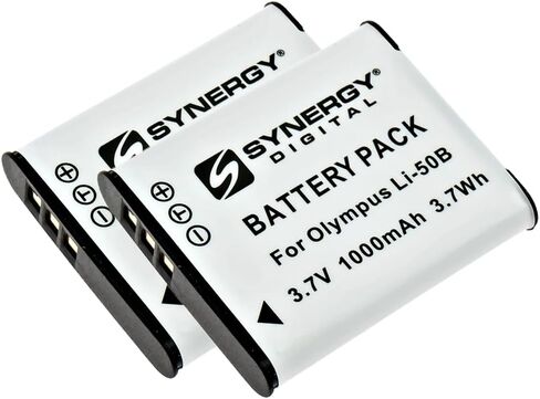 Synergy Digital Camera Battery, Compatible with Olympus Stylus Tough 8000 Digital Camera, (li-ion, 3.7V, 1000 mAh) Ultra Hi-Capacity, Replacement for Olympus LI-50B Battery in Saudi Arabia