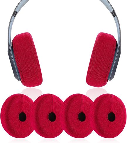 واقيات غطاء وسائد الأذن مع نسيج محبوك قابل للتمدد لسماعات Beats Studio 3/2 Bose QC35 25 15 وسماعات الرأس الأخرى مع وسائد أذن 3-4 بوصة [زوجان] (أسود) in Kuwait