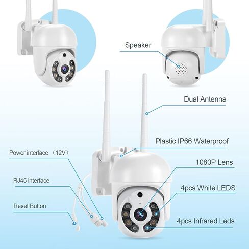 Alptop Outdoor PT WiFi IP Security Camera 3mp Home Surveillance Camera عموم/إمالة اتجاهين صوت كشف الحركة اللون رؤية ليلية تسجيل SD تتبع تلقائي in Kuwait