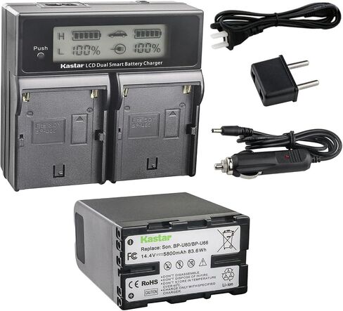 Kastar BP-U60 / BP-U66 AC LCD DualFast Charger Compatible with Sony BP-U30, BP-U35, BP-U60, BP-U60T, BP-U66, BP-U65, BP-U68, BP-U70, BP-U90, BP-U95, BP-U96, BP-U98 Battery in Kuwait