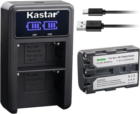 Kastar 4 عبوات NP-FM50/FM55 بطارية وشاحن USB LED2 متوافق مع كاميرا Sony DCR-TRV38 DCR-TRV39 DCR-TRV40 DCR-TRV50 DCR-TRV60 DCR-TRV70 DCR-TRV75 DCR-TRV80 DCR-TRV116 DCR-TRV140 DCR-TRV145 in Kuwait