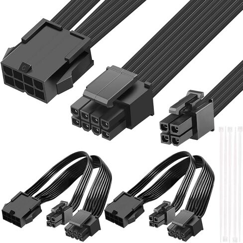 DKARDU EPS12V CPU 8 Pin Female to CPU ATX 8 Pin and 4 Pin Male Power Supply Extension Cable for Motherboard Compatible with 8 Pin + 4 Pin AXT / 8 Pin AXT / 4 Pin ATX, 10.6 inch/27cm in Saudi Arabia
