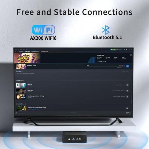 كمبيوتر مكتبي صغير من Thdeukoty AMD Ryzen 9 5900HX Windows 11 Pro، كمبيوتر صغير HTPC 64G DDR4 RAM 1T NVME SSD، USB3.2، DP/HDMI/Type-C 4K@60 هرتز، شاشة ثلاثية، 2.5G+1G LAN، WiFi 6 Bluetooth 5.1 in Kuwait