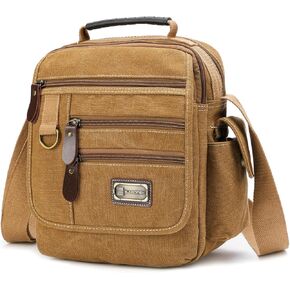 Sunsomen Mens bag Canvas Shoulder Bag Small Messenger Crossbody Bag Work Bag Vintage Multi-function