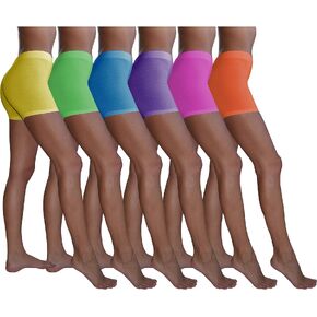Sexy Basics Women's 6 Pack Cotton Stretch Light Weight Boyshort Boxer Brief Undershorts