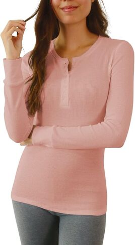 Women's Long Sleeve Waffle Knit Stretch Cotton Thermal Underwear Shirt in Saudi Arabia