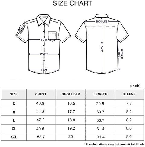 LOCALMODE Men's Regular Fit Cotton Business Casual Shirt Solid Short Sleeve Button Down Dress Shirts in Saudi Arabia