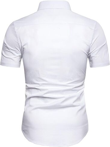 LOCALMODE Men's Regular Fit Cotton Business Casual Shirt Solid Short Sleeve Button Down Dress Shirts in Saudi Arabia