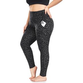 Plus Size Fleece Lined Leggings with Pockets for Women High Waisted Warm Thermal Winter Yoga Pants for Workout