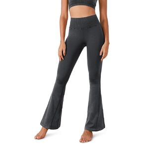 ODODOS Seamless Flare Leggings for Women Ribbed High Waist Gym Workout Casual Bootcut Yoga Pants