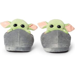 Robe Factory LLC Star Wars: The Mandalorian The Child Grogu 3D Slippers | Baby Yoda-Themed Soft Plush House Shoe With Non-Slip Sole | Comfortable Footwear | Women 11-12, Men 9-10 in Kuwait